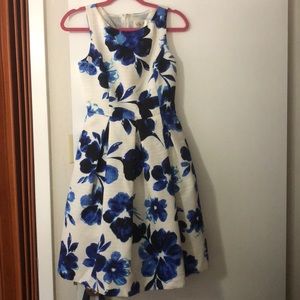 White and blue midi dress